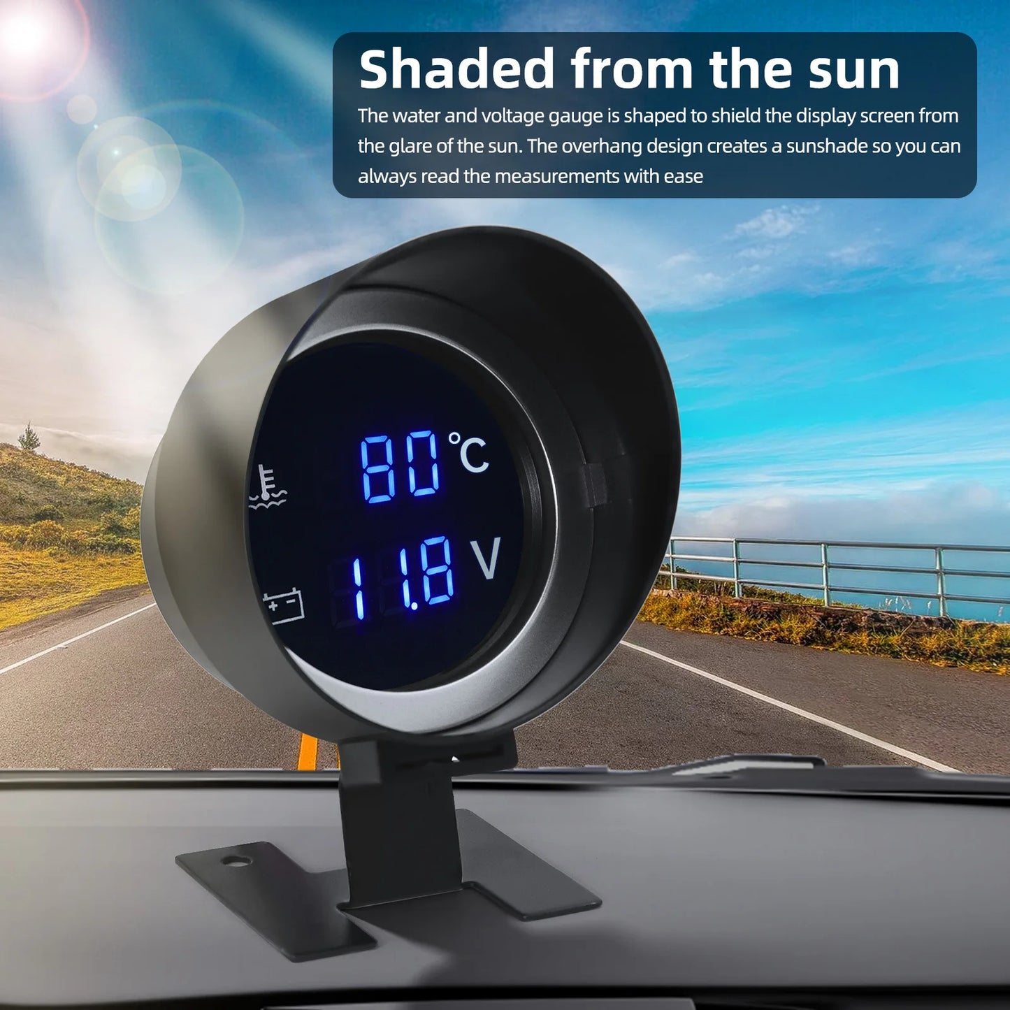 2 IN 1 Water Temperature Gauge Digital Led Voltmeter Water Temp Joint Pipe Sensor Car Truck Motorcycle Car Temperature Sensor