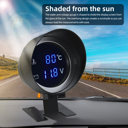 2 IN 1 Water Temperature Gauge Digital Led Voltmeter Water Temp Joint Pipe Sensor Car Truck Motorcycle Car Temperature Sensor