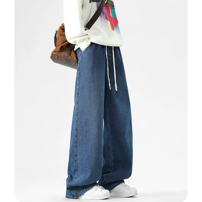 Winter New Men High Quality Thickened Warm Jeans Male Classic Loose Straight Leg Trousers Daily Windproof Denim Pants