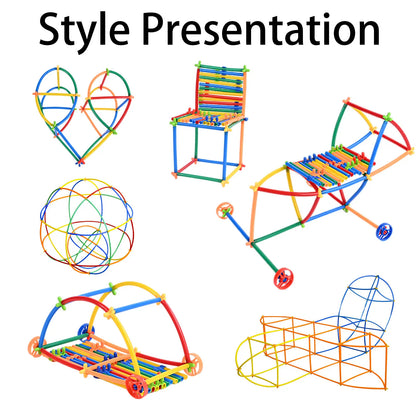 Children'S Versatile Colorful Straw Toys, Kindergarten Smart Sticks, Assembled Houses, Space Construction, Diy Building Blocks