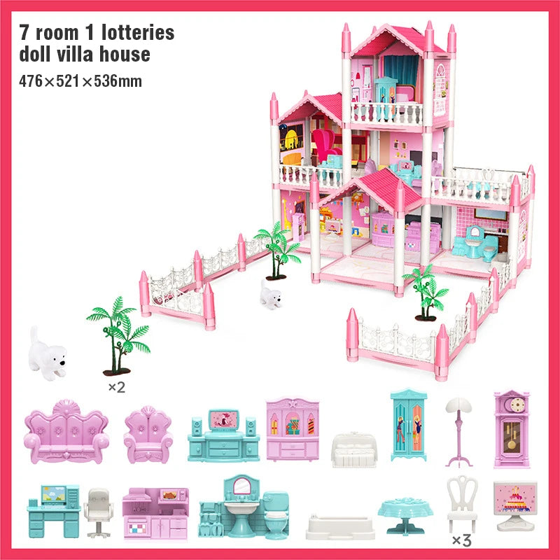 DIY Doll House Assembly Villa Castle Model Furniture Accessories Home Decoration Girl Role Play Educational Toy Birthday Gifts