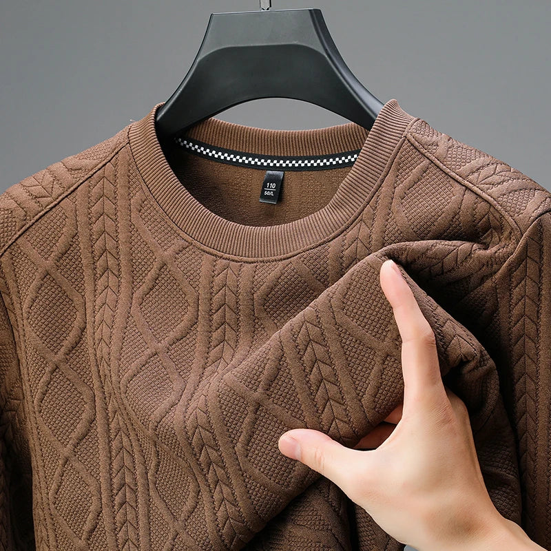 New Best-selling Fashion Men's Fried Dough Twists Shape Warm Top Long Sleeve Sweater Outdoor Office Round Neck