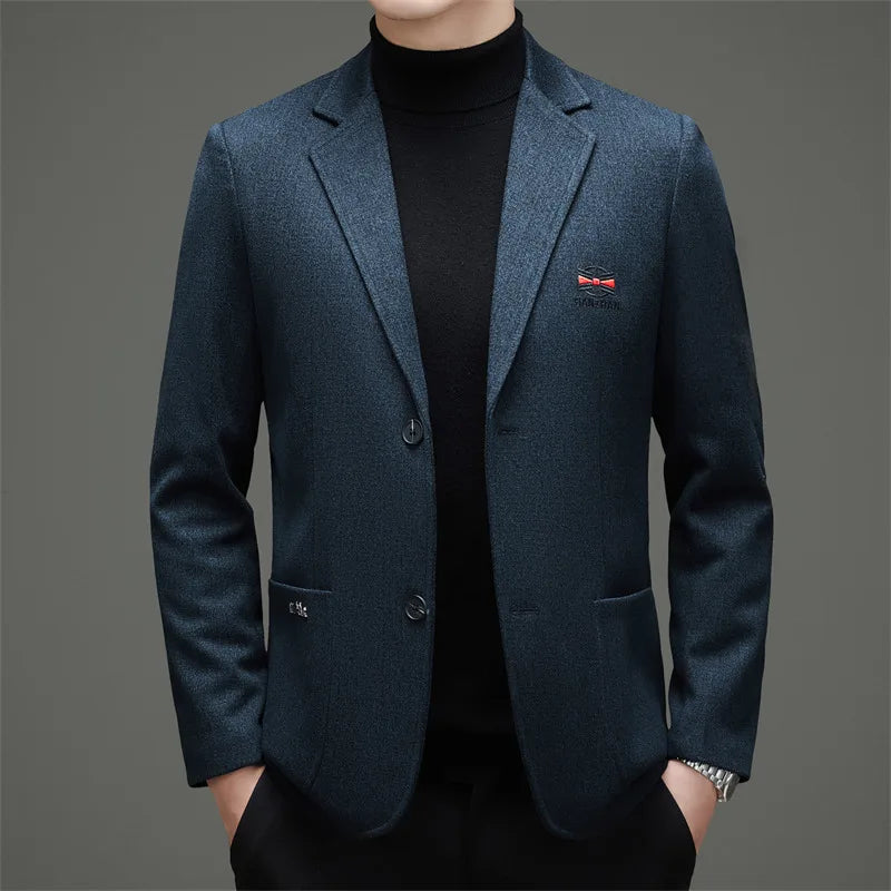 2026 Spring New Design Embroidered Double-breasted Business Casual Suit Jacket for Men - High-end, Casual and Fashionable Men's