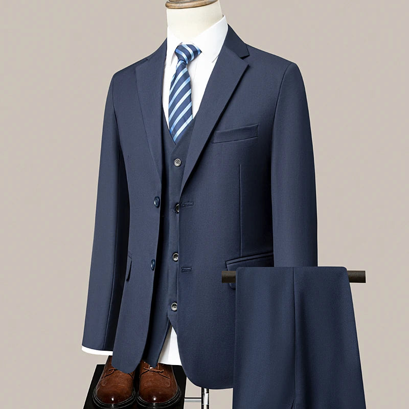 Newly upgraded fabric men's formal wear, gentlemanly demeanor, business style, wedding dress, formal three-piece suit, 6XL