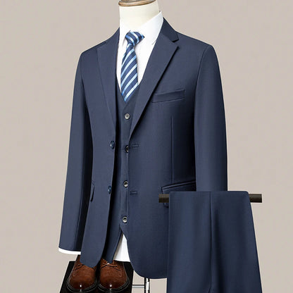 Newly upgraded fabric men's formal wear, gentlemanly demeanor, business style, wedding dress, formal three-piece suit, 6XL
