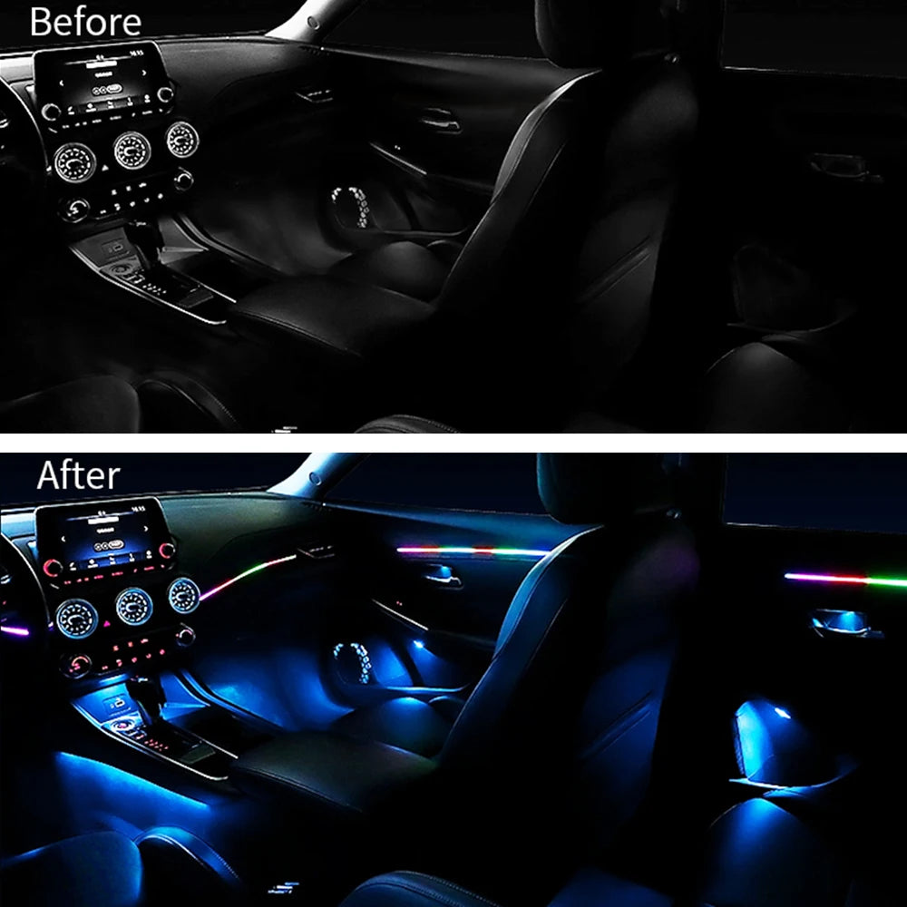 Led Car Ambient Lights 213 64 Color RGB Symphony Streamer Bluetooth Rainbow Interior Acrylic Strips Auto Atmosphere Lamp Kit