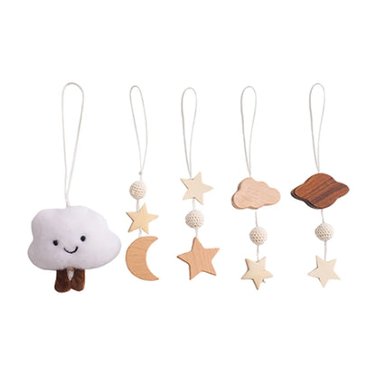 1Set Wooden Rattle Teethers Baby Toys Play Gym Mobile Newborn Sensory Structure Baby Nursing Gifts Handmade Stroller Accessories