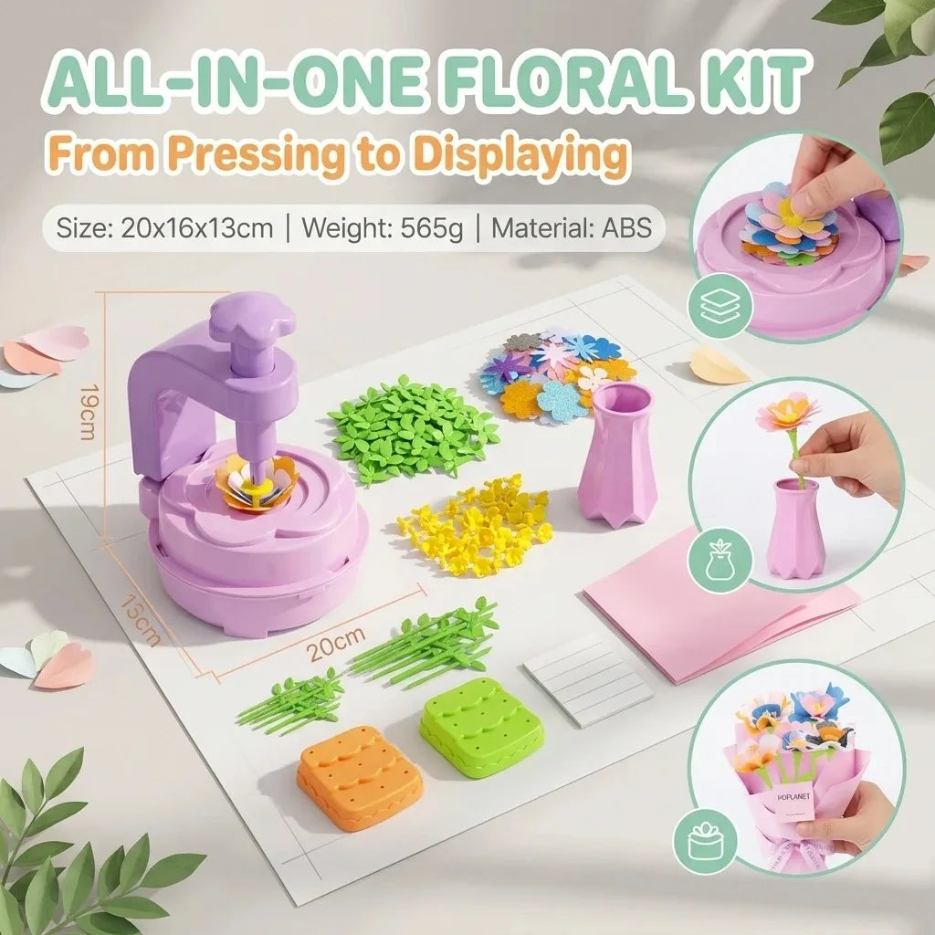 New Flower Press Craft Toy – Creative DIY Handmade Flower Arrangement Machine for Kids, Perfect Gift for Girls