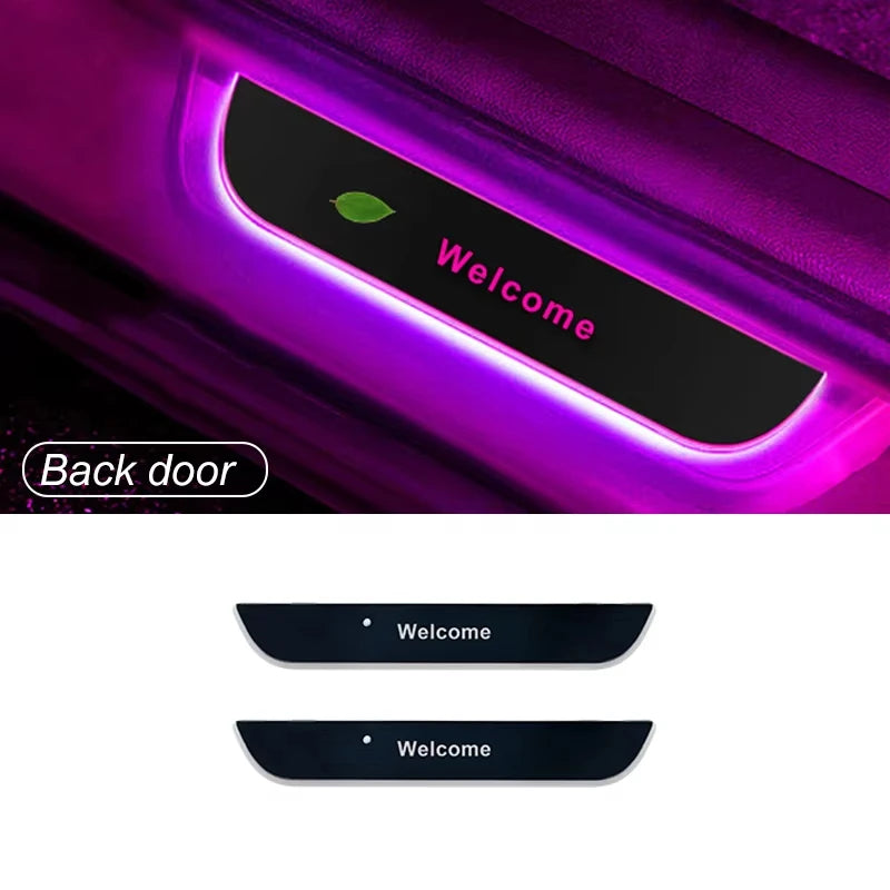Customizable Car LED Welcome Pedal Light RGB Controllable Auto Interior Atmosphere Light Door Opening Warning Threshold Light