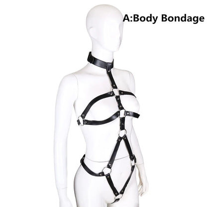 Female BDSM Body Restraint Sex Toy Kits Women Handcuff Harness Adult Couple Fetish Toys SM Slave Bondage Set Vagina Stimulator