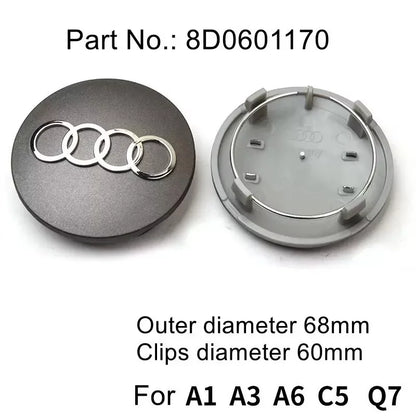 4pcs Audi Wheel Center Cap Hub Covers 60mm-135mm Car Styling Badge Auto Accessories Compatible with A3 A4 A5 A6 A7 S4 Q7 Q3