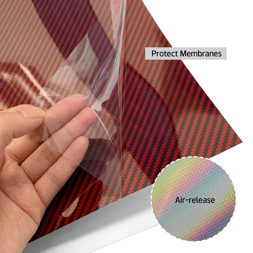 Carbon Fiber Laser Red Car Stickers Glossy Holographic Vinyl Wrap Films Air Release Bubble Free Auto Body Decal Car Accessories