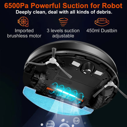 ABIR X9 Robot Vacuum Cleaner,Laser Lidar,UV Spot Cleaning, 6500PA Suction,Multi-Floor Map,Smart Zone Control,Auto Carpet Boost