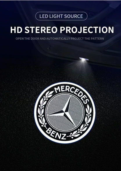 QQ 2pcs Car door welcome light logo Emblem Mercedes Benz AMG A C E GLC GLA GLE GLB Class W177 W205 W212 W213 X253 X156 W166 X247