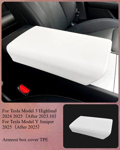 For Tesla Model Y Juniper 2025 White Interior Accessories Center Control Armrest Box Organizer Storage Box Cup Holder New Model3
