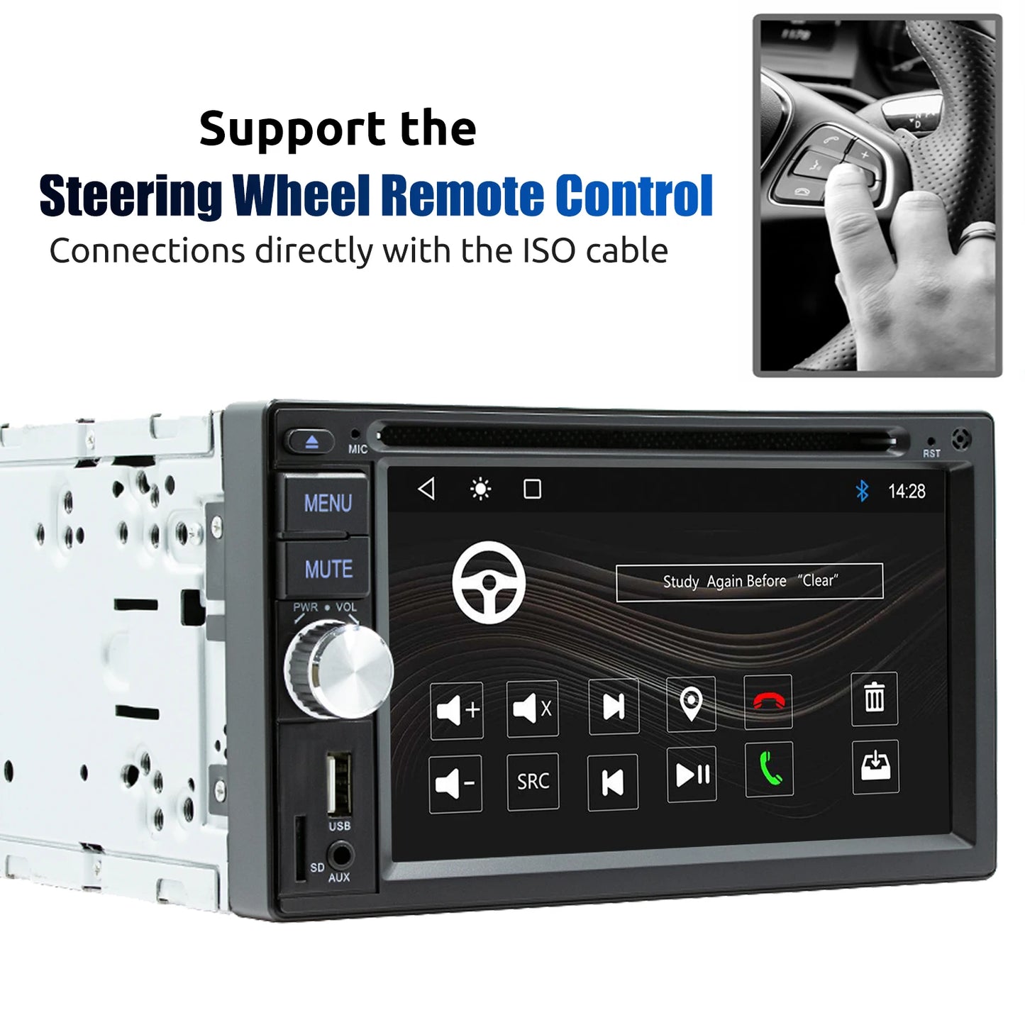 6.2" Double 2 DIN Car Stereo Radio CD DVD Player Apple Carplay & Android Auto FM/RDS HD Touch Screen Bluetooth USB TF+MIC&Camera