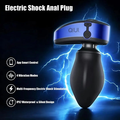 QIUI APP Remote Control Anal Plug Electric Shock Vibration Butt Plug Expansion Adjustable Diameter Anal Plug Lock Sex Toys