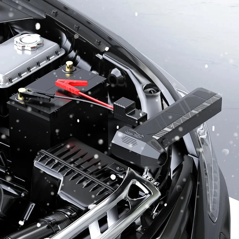 High-Speed Turbo Brushless Motor Car Jump Starter, 2-in-1 Emergency Booster with Blower & Suction Function