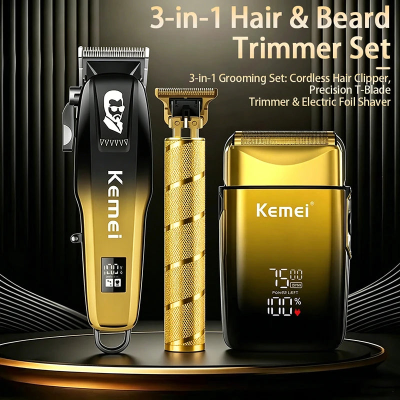 Kemei KM-TX10  KM-709A T9 Professional Electric Hair Clippers Beard Clipper Rechargeable Men's Shaver Hair Trimmer Kit Men