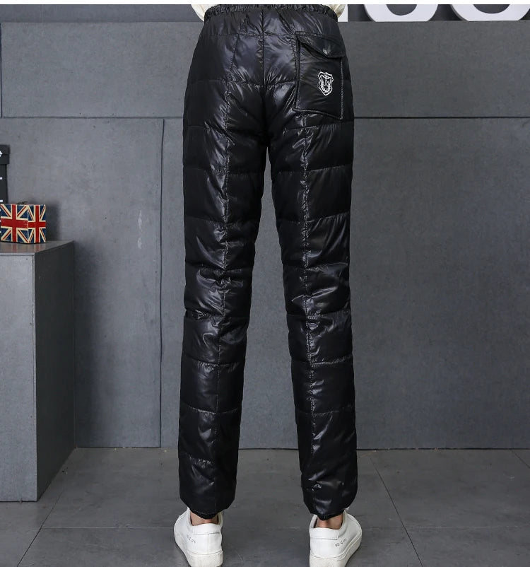 Men's High Waist Thickened Slim Fit Large Size down Pants Outdoor Youth Inner Wear Cotton down Pants Winter Thick