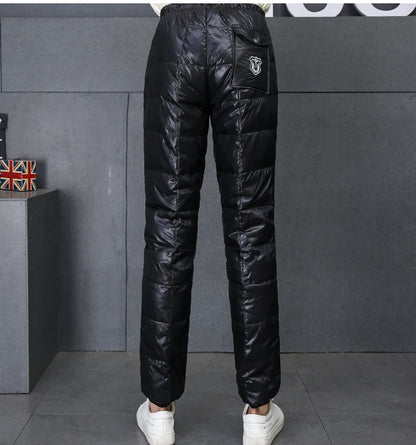 Men's High Waist Thickened Slim Fit Large Size down Pants Outdoor Youth Inner Wear Cotton down Pants Winter Thick