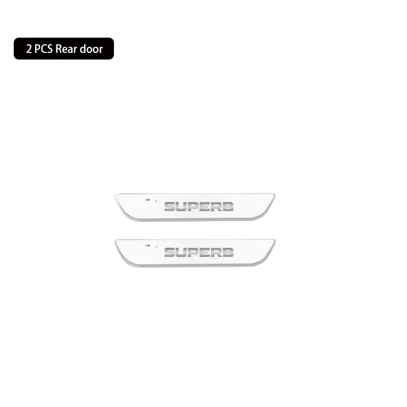 Customized Car Door Sill Strip Light for Skoda Superb Logo Ambient Lamp USB Welcome Power Moving LED Car Scuff Pate Pedal