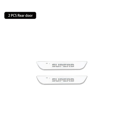 Customized Car Door Sill Strip Light for Skoda Superb Logo Ambient Lamp USB Welcome Power Moving LED Car Scuff Pate Pedal