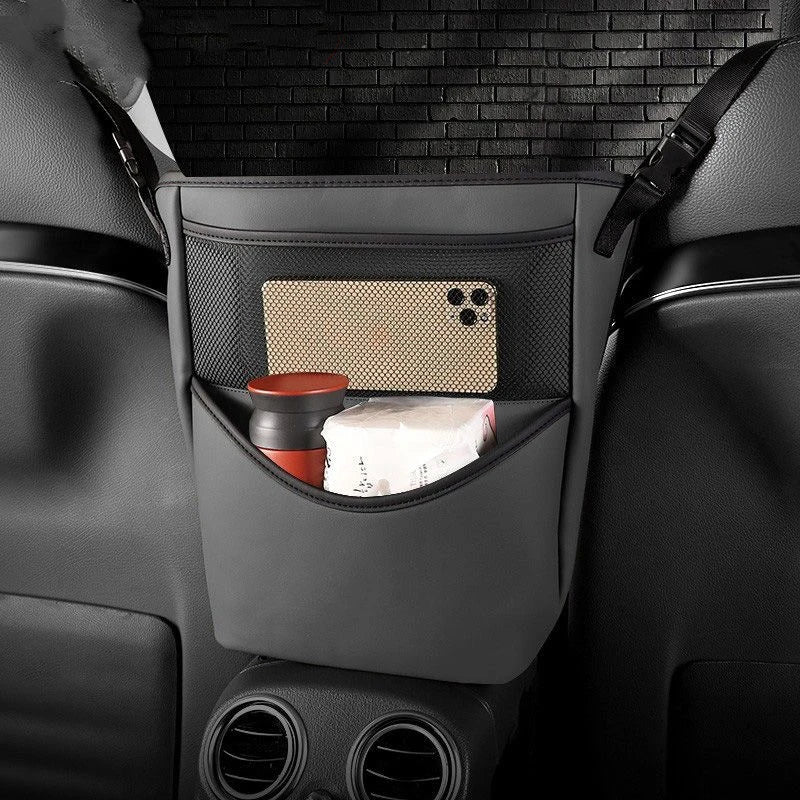 Car Seat Middle Hanger Storage Bag PU Leather Universal Car Seat Gap Organizer Hanging Handbag Holder Net Pocket Stowing Tidying