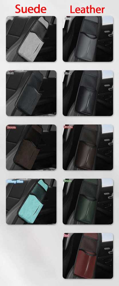 Car Seat Back Bag With Tissue Holder Car Seat Side Storage Bag Car Multifunctional Hanging Drink Holder Mesh Storage Pocket