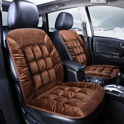 New Winter Luxury Car Seat Cushion 2025 Plush Plaid Thickening Warm Suv Universal Front Single Seat Cover Comfortable Breathable