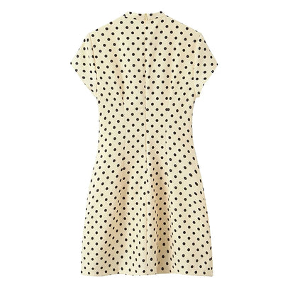 Elegant Short Sleeve Square Collar  Knot Decorated Dress ZA2026 New Summer Women's Fashion Company Annual Meeting