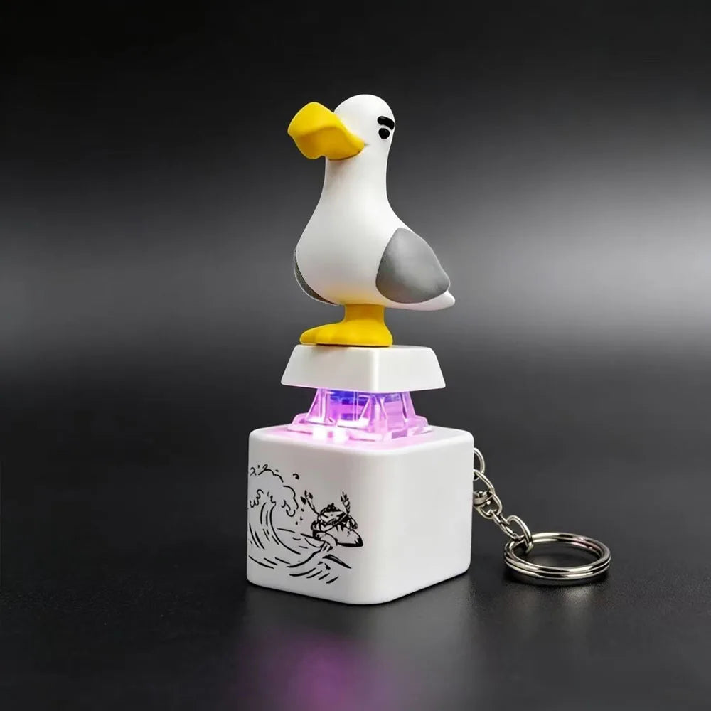 New Mine Bird Voice Keys Luminous Electronic Pendant Keyboard Decompression Sound Little Seagull Creative Keychain USB Model
