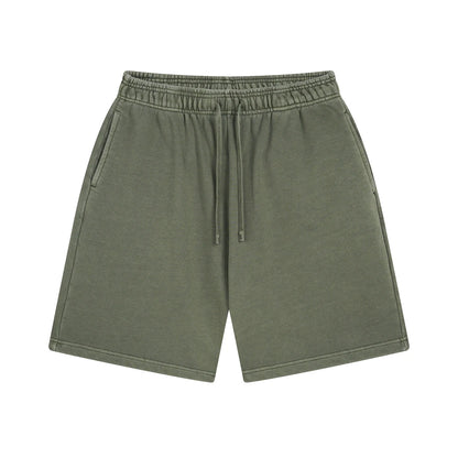ZODF Fashion Summer Men 420gsm Washed Cotton Shorts Retro Unisex High Street Terry Knee Length Short Pants Streetwears HY0845