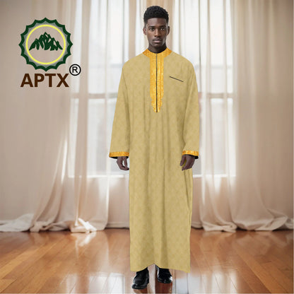Musilim Men Cloths Long Sleeve Islamic Clothing Men Robe Arab Abaya Dresses Embroidered Kaftan Casual Formal Dubai Thobe 2412002