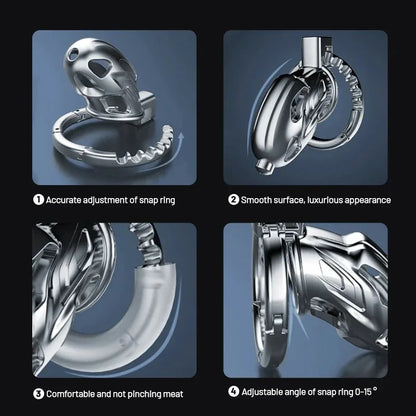 Male Chastity Cage Metal CB Cock Cage with One-Piece Adjustable 8 Sizes & Invisible Lock bdSM Penis Urethra Lock Adult Sex Toys