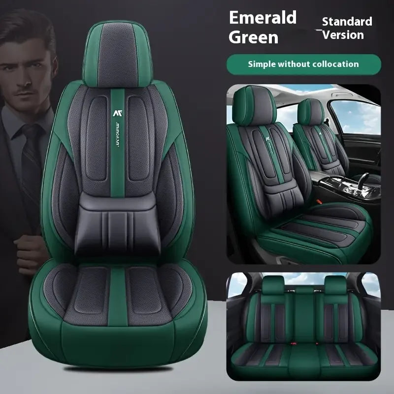 Universal 5-Seat Car Seat Cover 360° Full Coverage with Integrated Waist Support And Side Pockets for Most Vehicle Interior