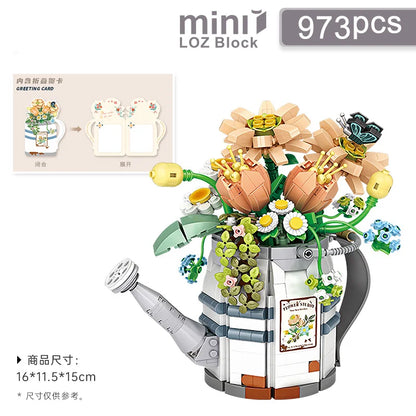 Mini Flower Spray Pot Building Blocks Set for Boys And Girls Meaty Plant Home Decoration Creative Children's Toy Gift