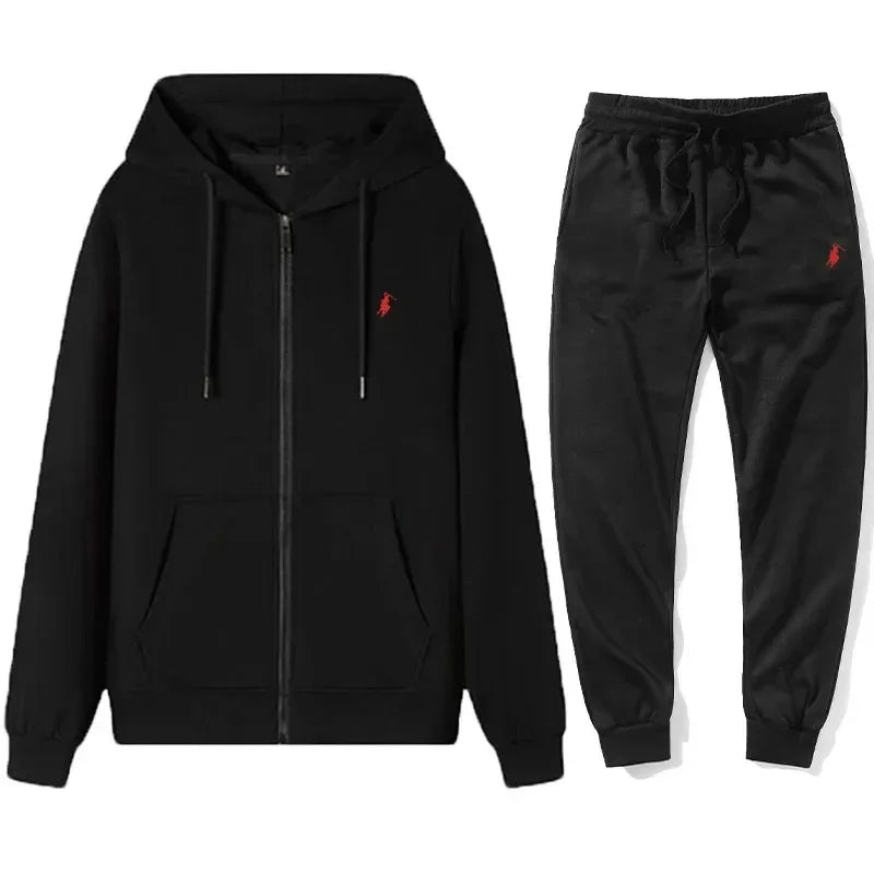 Autumn and Winter 2025 new Men's sportswear set, a fashionable outdoor zipper warm men's casual sweatshirt + pants 2-piece set