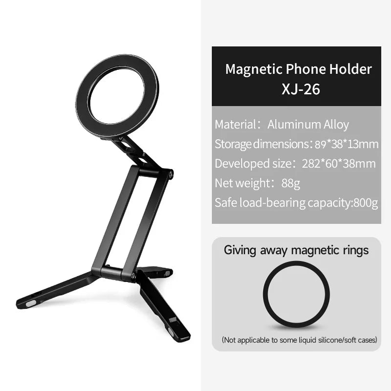 COBONE Magnetic Phone Tripod Holder Foldable Adjustable with Arca-Swiss for Phone Vlog Portable Desktop Phone Mount for Travel