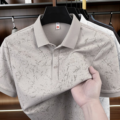 Luxury Cotton Refreshing For Men's Half-sleeved T-shirt 2026 Summer New Polo Shirt Loose Middle-aged Short-sleeved Printed Top