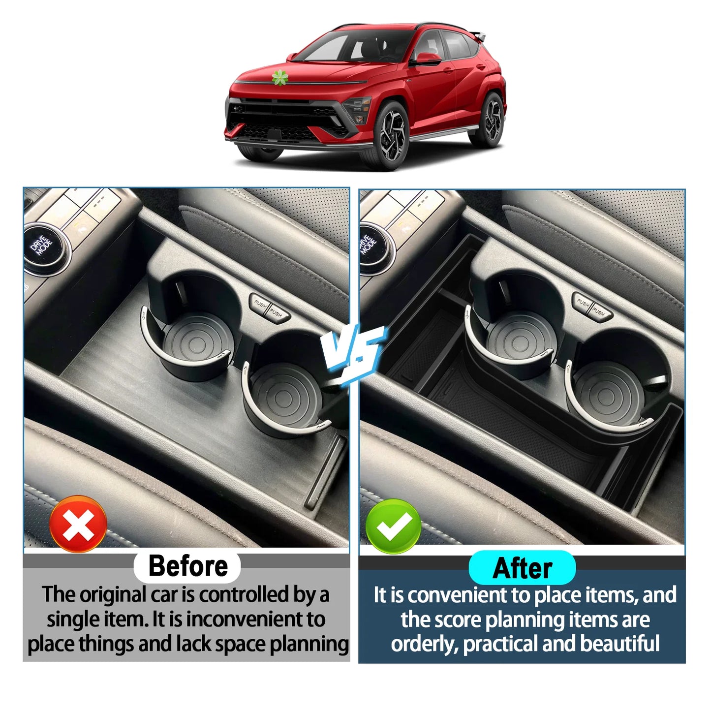 RUIYA for Hyundai Kona SX2 EV Electric 2024 2025 Car Armrest Box Storage Central Control Container Kona SX2 EV Accessories