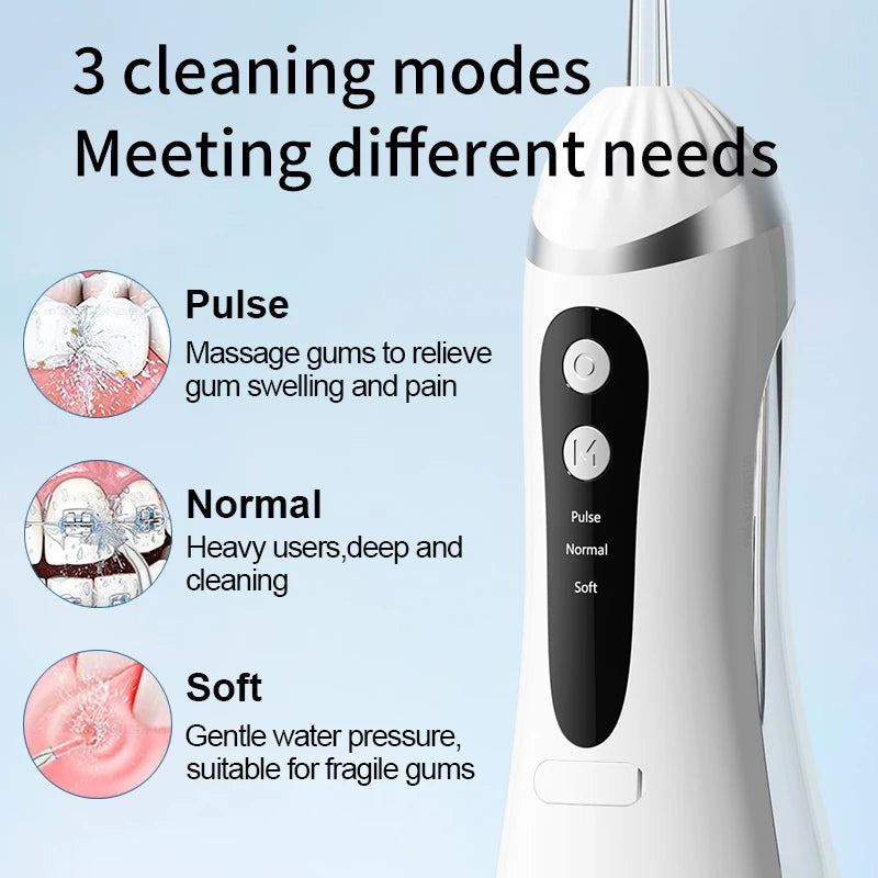 Electric Teeth Water Flosser Oral irrigator Portable Rechargeable Teeth Cleaner 3 Cleaning Modes Home Dental Cleaning Teeth