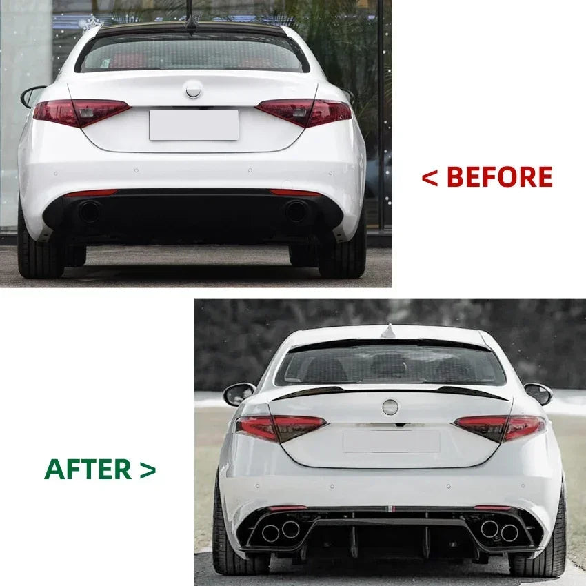Carbon Look Car Trunk Spoiler Rear Spoiler For Alfa Romeo Giulia 2016-2023 Roof Splitter Tail Wing Body Kit Gloss Black Trim