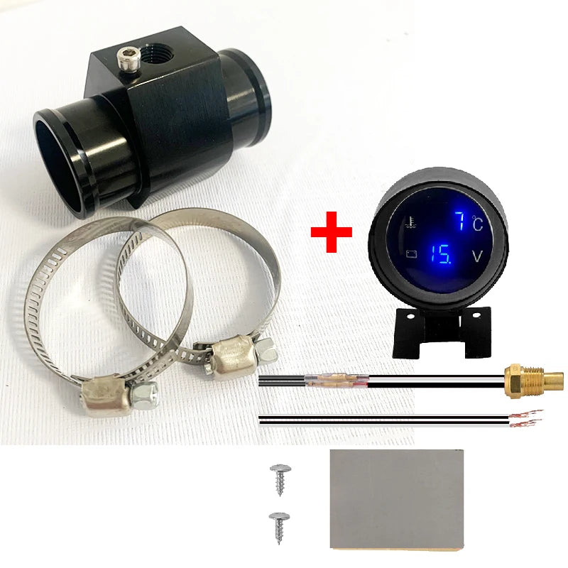 Round Car Truck Water Temp Gauge Temperature Sensor 12V/24V Temperatura +  Voltage 2 in 1 Temperature Sensor Gauge 1/8NPT 150℃