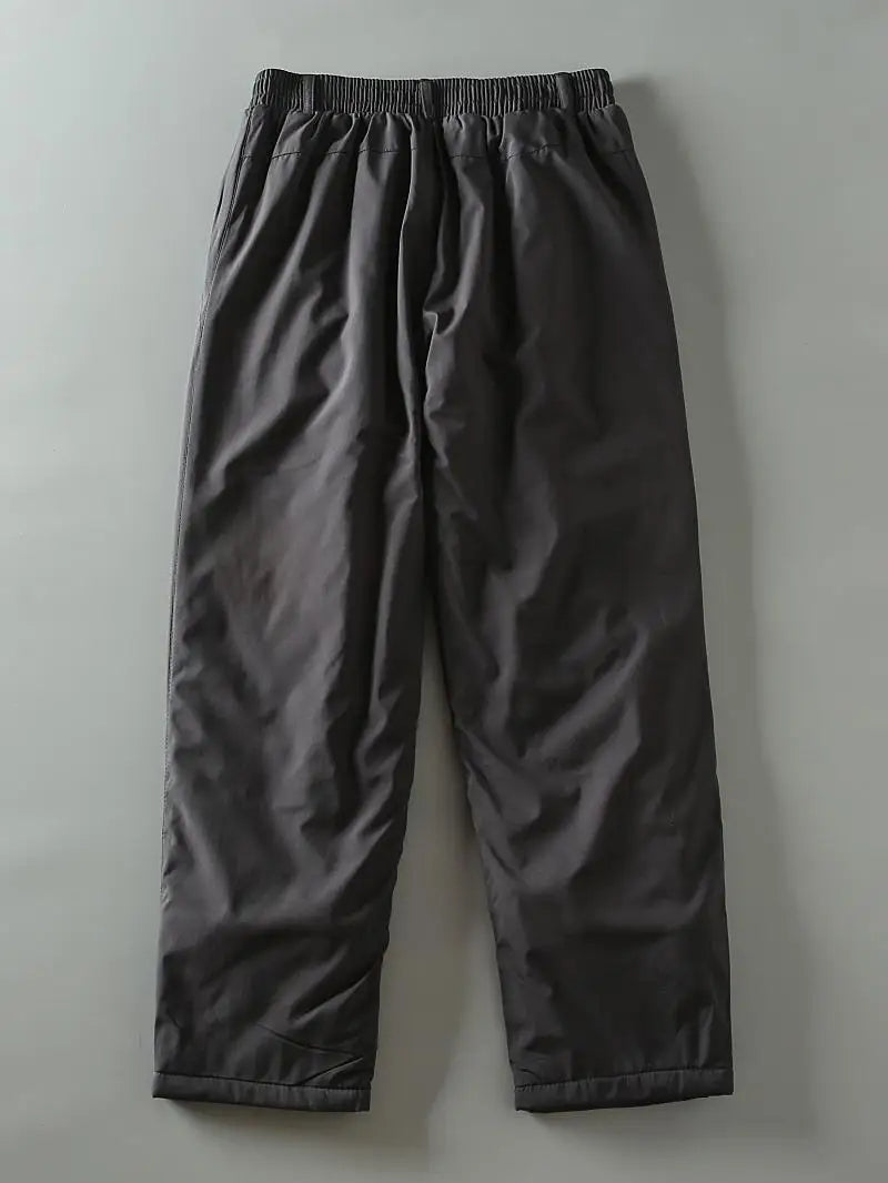 Thickened Graphene Fleece Cotton Straight Leg Casual Pants Men's Winter Warm Windproof Knee-Pad Padded Long Trousers
