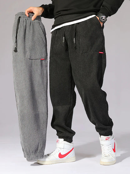Baggy Corduroy Jogger Pants Men Tech Fleece Sweatpants Man Autumn Winter Casual Harem Pants Male Sport Thermal Trousers