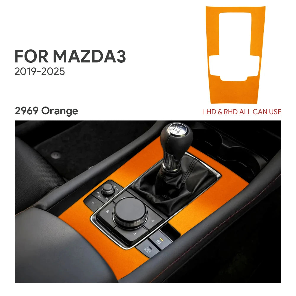 For Mazda 3 Axela 2019 2020 2021 2022 2023 2024 2025 Central Console Gear Shift Panel Top Suede Sticker Car Interior Trim