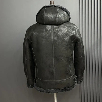 YOLANFAIRY 100% Genuine Sheepskin Leather Jacket Man Winter Warm Natural Fur Coat Motorcycle Jackets Men's Leather and Fur Coats