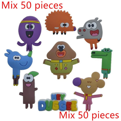9-100pcs Cartoon Shoe Charms PVC Shoes Accessories Decoration Buckle Fit Clog Sandal Wristbands Accessory For Christmas Birthday