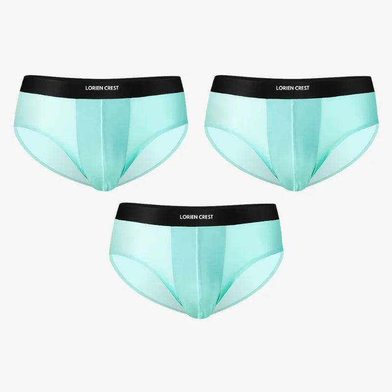 3pcs Ice Silk Men's Underwear Seamless Ultra-Thin Double-Layer Crotch Breathable Men's Briefs Mid-Waist Sexy & Light